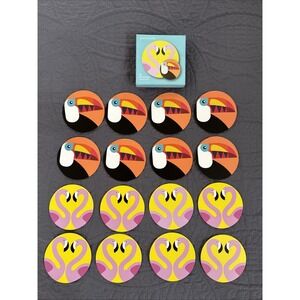 Sunnylife Flamingo Toucan Reversible Coasters - 16 ct. Matte Coated Round 4"